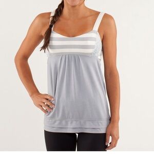 lululemon athletica Gray and White Striped Tank Top